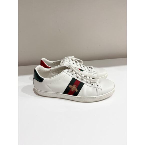 Gucci Leather Python Embossed Leather Ace Bee Low Top Sneakers White Women EU 39 - Picture 5 of 8